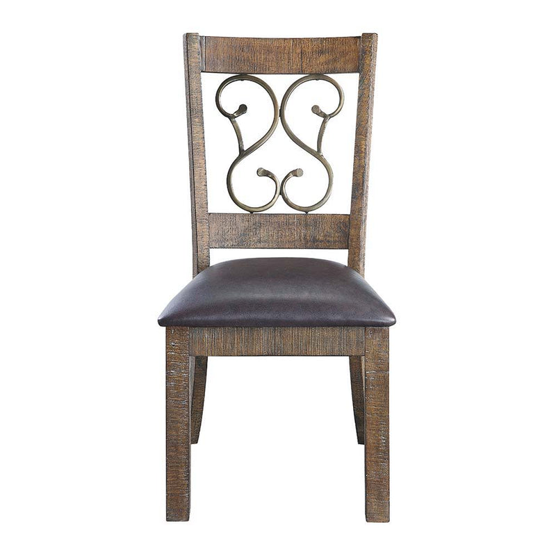 Raphaela - Side Chair (Set of 2) - Black PU & Weathered Cherry Finish - Atlantic Fine Furniture Inc