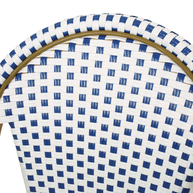 Outdoor Rattan And Aluminum French Bistro Chairs Set
