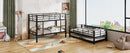 Metal Twin Size Triple Bunk Bed With Trundle, Black