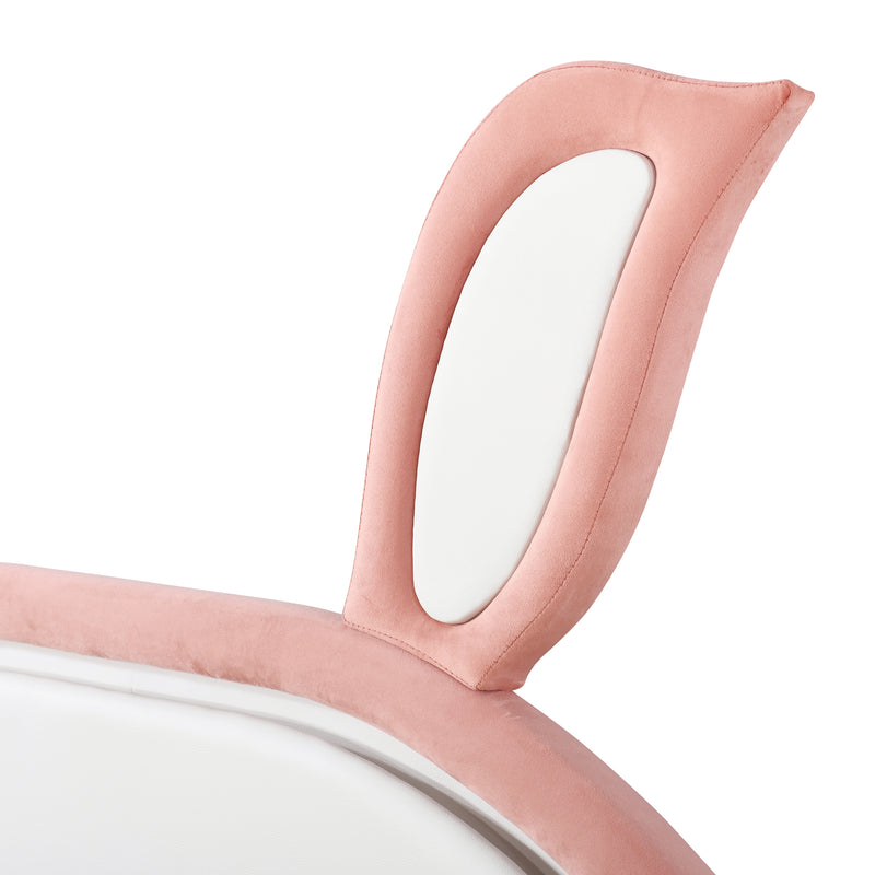 Full Size Upholstered Platform Bed with Trundle and 3 Drawers, Rabbit-Shaped Headboard with Embedded LED Lights, Pink