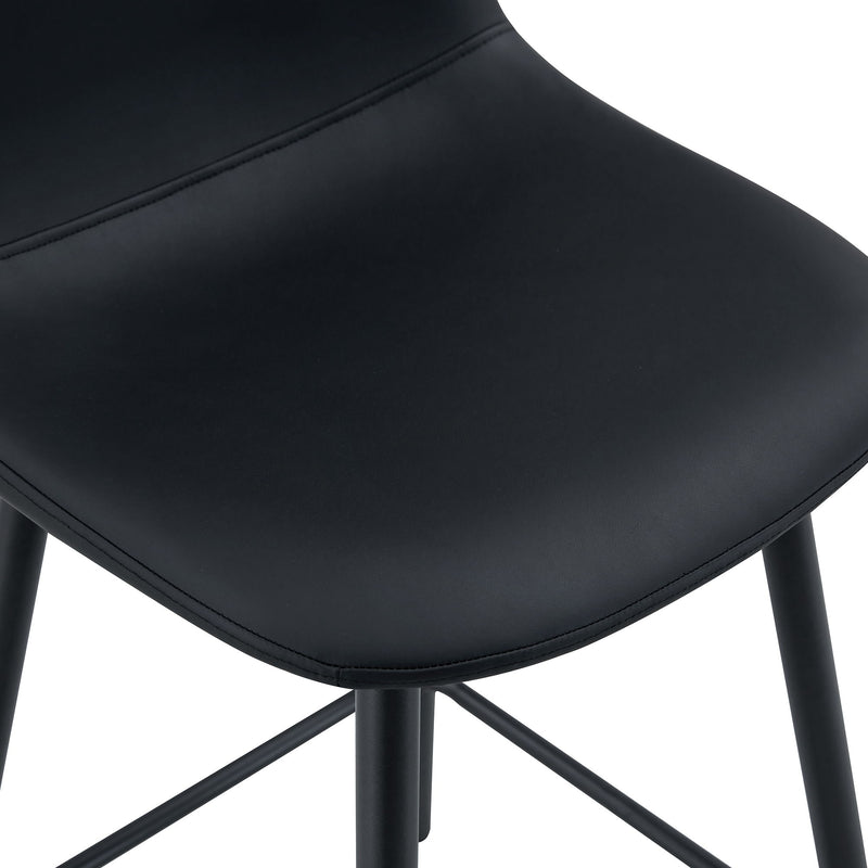 Modern Black Pu Bar Chair Rounded Backrest (Set of 2)
