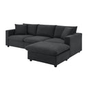 Modern Sectional Sofa With Throw Pillows, Cloud L Shaped Couch Set With Wide 4 Seat Comfy Couch Set With Movable Ottoman