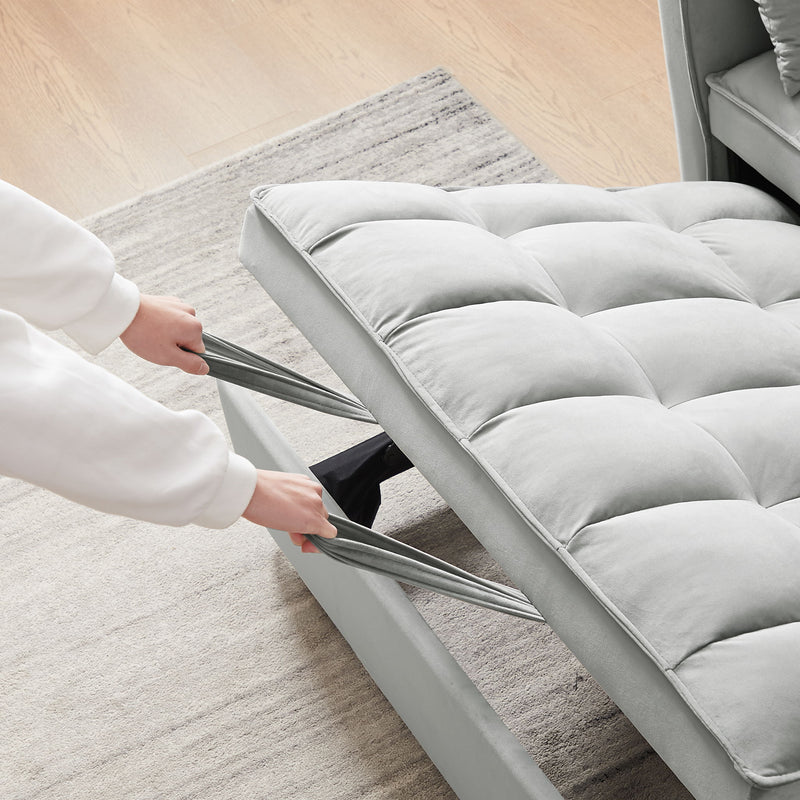 Modern Convertible Velvet Futon Loveseat With Sleeper Bed Function