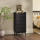 Modern Minimalist 5 Drawer Gallery Top Dresser - Black