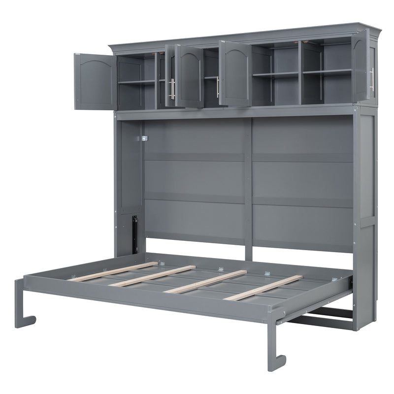 Murphy Modern Bed With Top Cabinets For Space Saving And Comfort