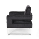 Modern Glam Club Arm Chair With Velvet Upholstery And Stainless Steel Legs - Black