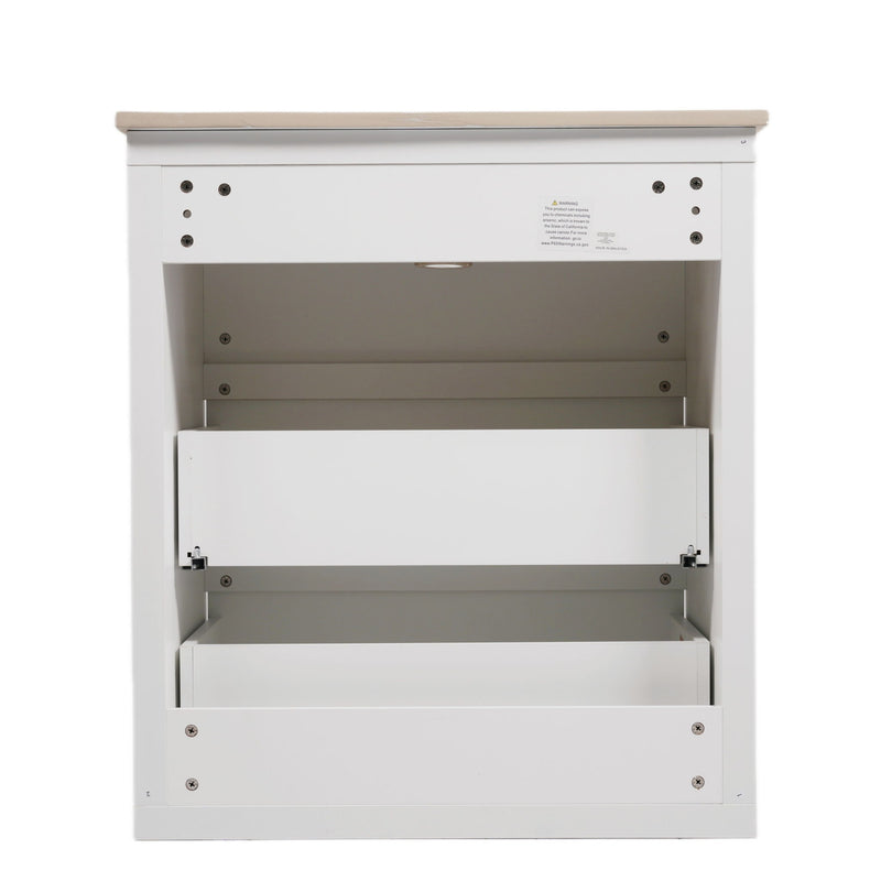 Freestanding Bathroom Vanity With Ceramic Sink, 2 Full Extension Drawers