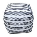 Lani - Handcrafted Fabric Pouf, Durable Cotton Square - Natural / Black