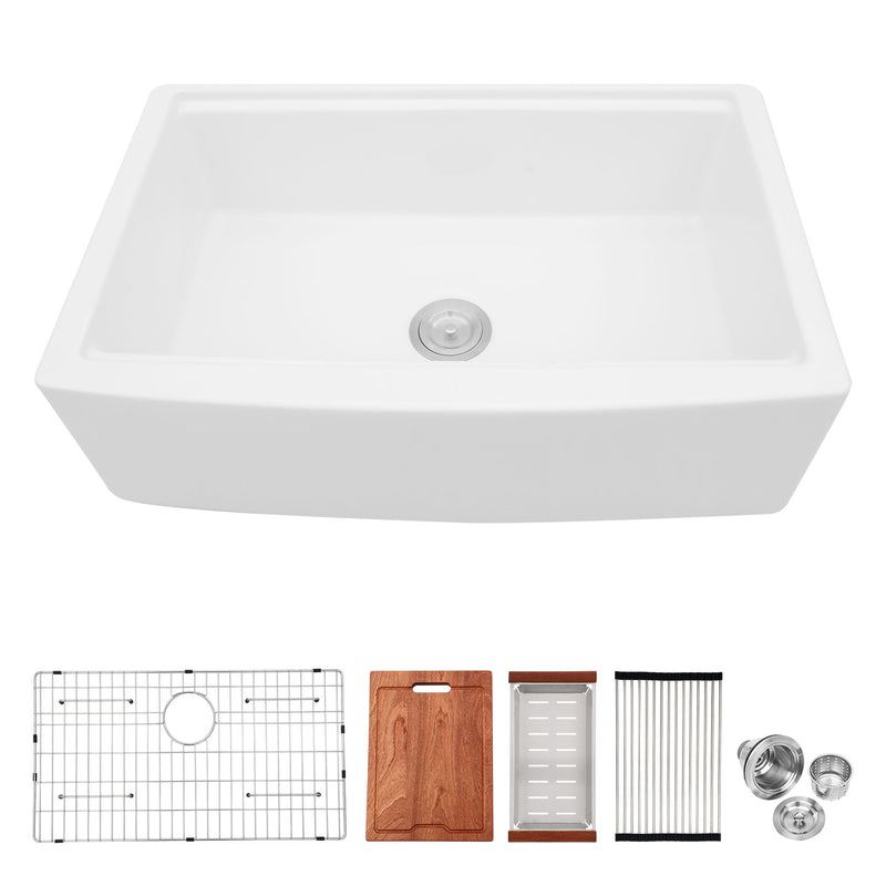 Classic Ceramic Farmhouse Sink Workstation Single Bowl With Durable Finish