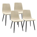 Modern Dining Table & Suede Chair Set WIth Rectangular Metal Base