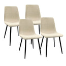 Modern Dining Table & Suede Chair Set WIth Rectangular Metal Base