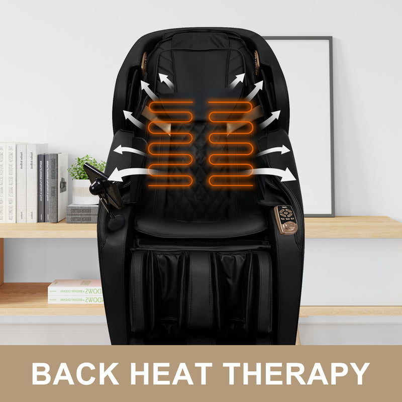 Full Body Massage Chair With Zero Gravity Recliner, With Two Control Panel: Smart Large Screen & Rotary Switch, Spot Kneading And Heating - Black