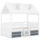 Twin Size Wood Bed House Bed Frame,White