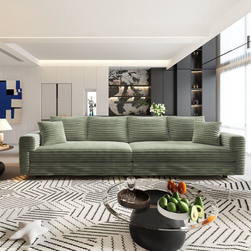 Plush Corduroy 4 Seat Sofa, Modern Comfy Upholstered Sofa Cloud Couch, Deep Seat Couches With Soft Pillows