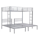 Full over Twin&Twin Size Bunk Bed with Built-in Shelf, Silver