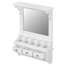 Floating Makeup Vanity With Big Mirror, Wall Mounted Storage Vanity With Drawers, Pockets & Hooks, Space Saving Decorative Home Organizer - White