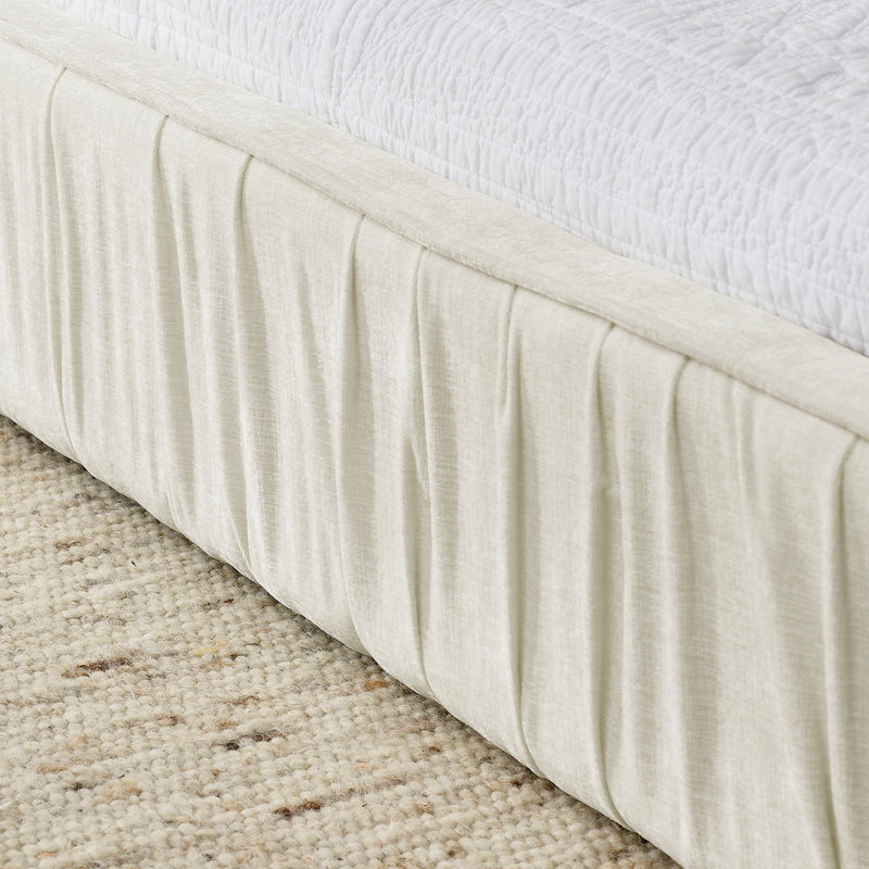 Modern Upholstered Platform Bed Frame With Pleated Design