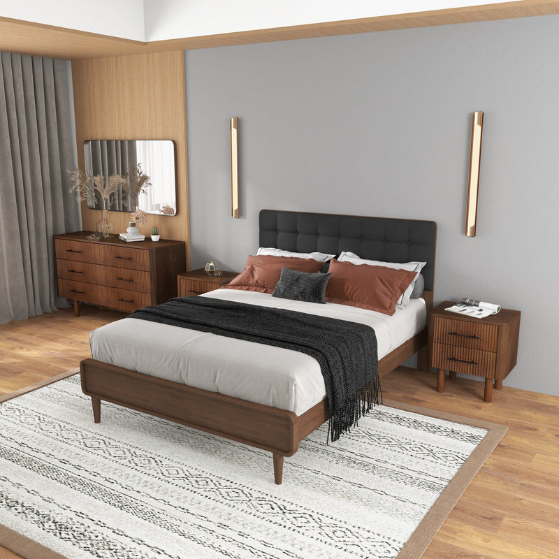 Logan - Mid-Century Modern Nightsd Bed Side Tables With 2 Drawers - Brown