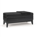 Oregon - Storage Ottoman Bench With Tray - Distressed Black