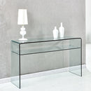 Modern Glass Console Table With Rounded Edges For Versatile Use Tempered Glass - Clear