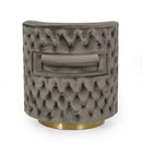 Modern Glam Swivel Arm Chair With Velvet Upholstery And Copper Base - Gray
