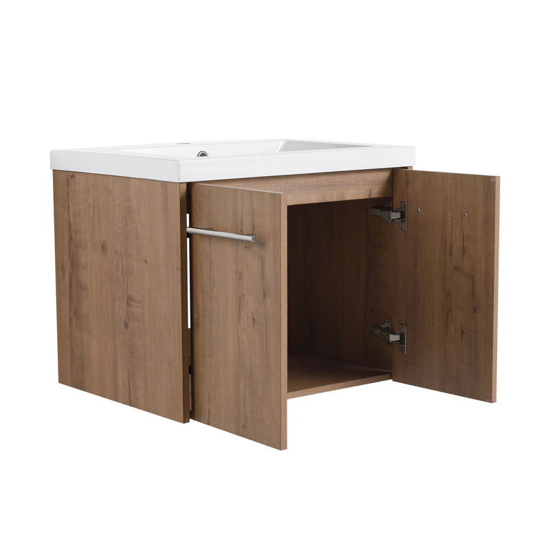 Modern Floating Bathroom Vanity With Resin Sink, Soft Close Doors