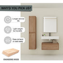 Modern Wall Mounted 30 Inch Bathroom Vanity With Resin Sink And 2 Side Cabinet In Imitative - Imitative Oak