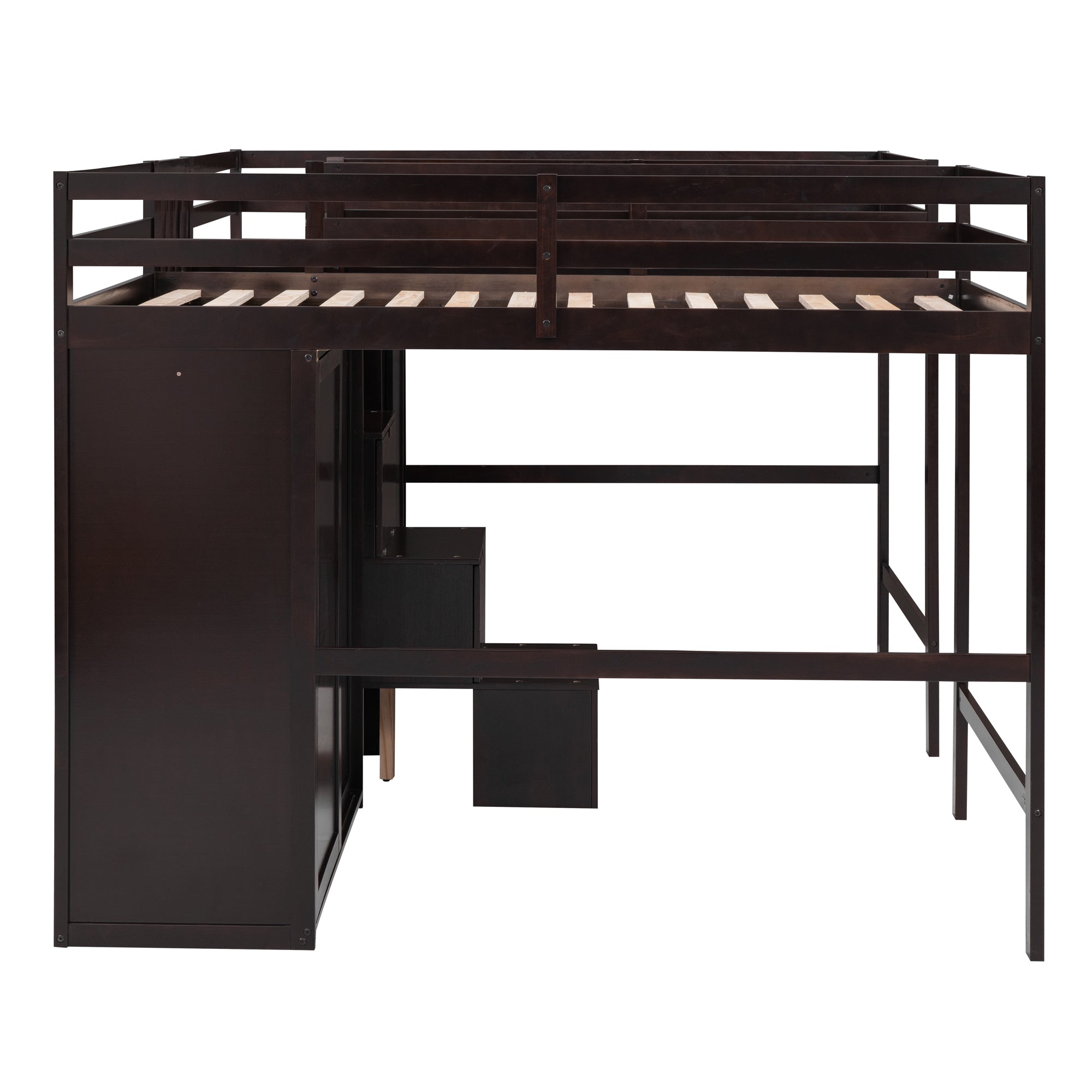 Double Twin Loft Beds with Wardrobes and Staircase, Espresso - Atlantic Fine Furniture Melbourne FL