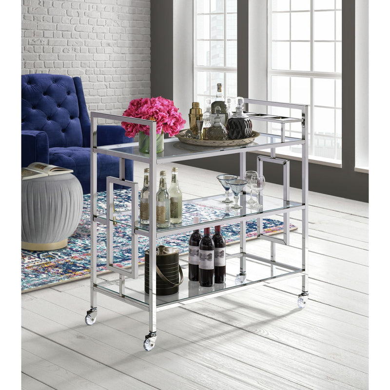 Ezra - Serving Bar Cart - Chrome