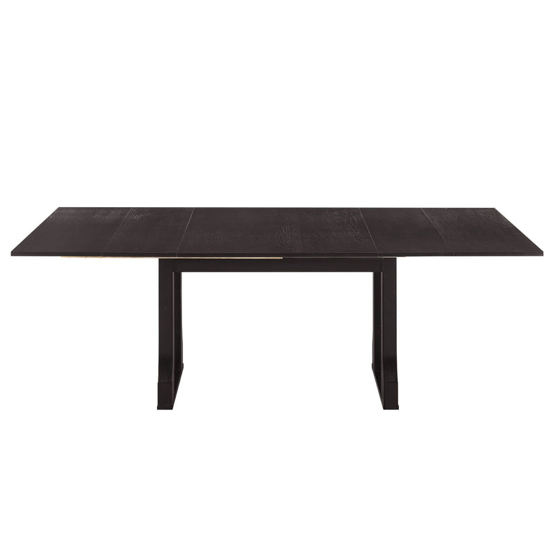 6 Piece Extendable Dining Table Set With 4 Wicker Back Upholstered Dining Chairs And Long Bench, 2 Removable Leaf
