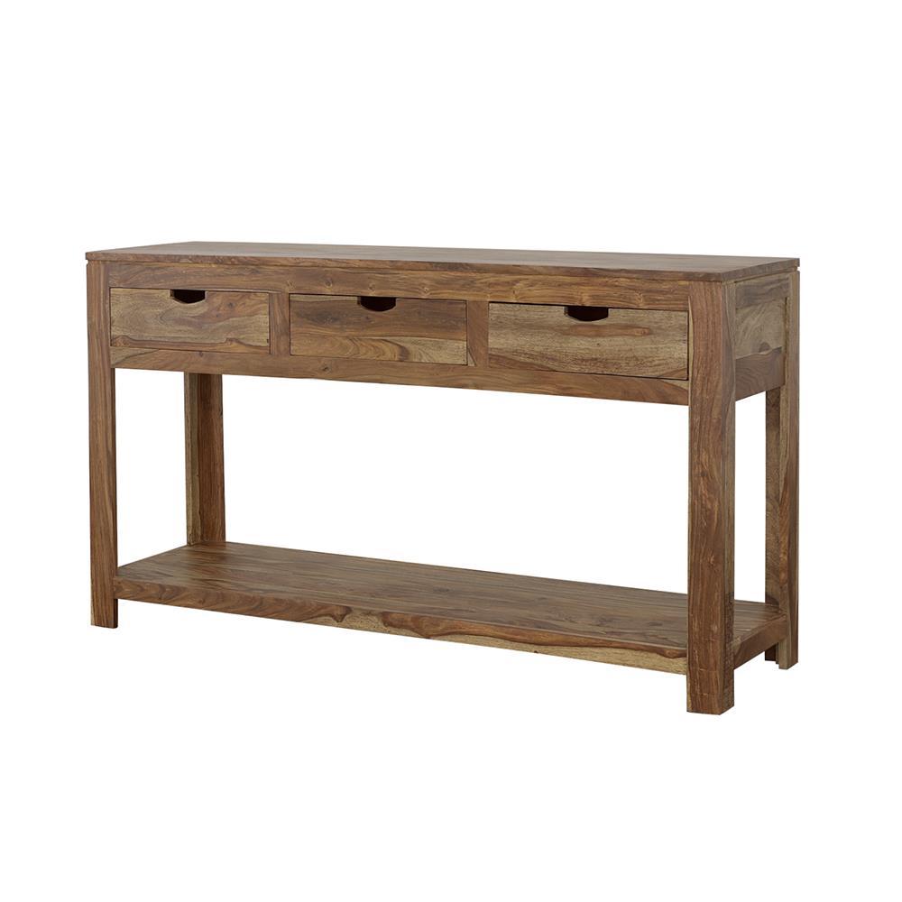 Esther 3-drawer Wood Console Table Natural Sheesham - Atlantic Fine Furniture Melbourne FL