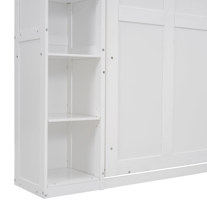 Wall Murphy Bed With Shelves And LED Lights