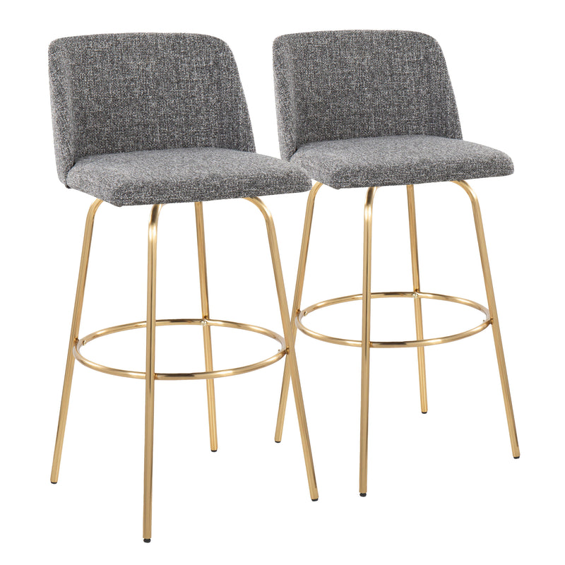 Toriano - Contemporary Fixed Height Barstool With Swivel With Round Footrest (Set of 2)