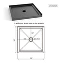 Anti Slip Center Drain Single Threshold Shower Base Slate - Black
