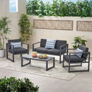 4 Piece Outdoor Chair Set With Weather Resistant Cushion - Dark Gray