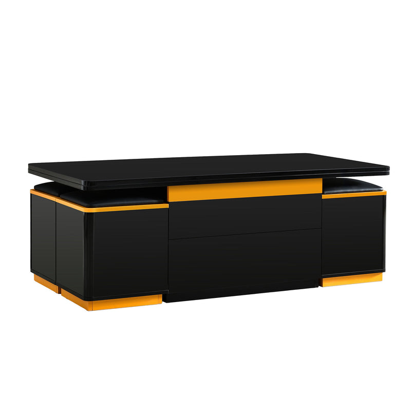 Multi Functional Adjustable Coffee Table With 4 Storage Stools