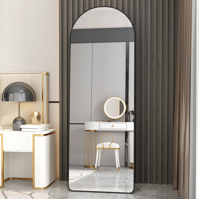 Modern Aluminum Alloy Metal Frame Arched Floor Mirror