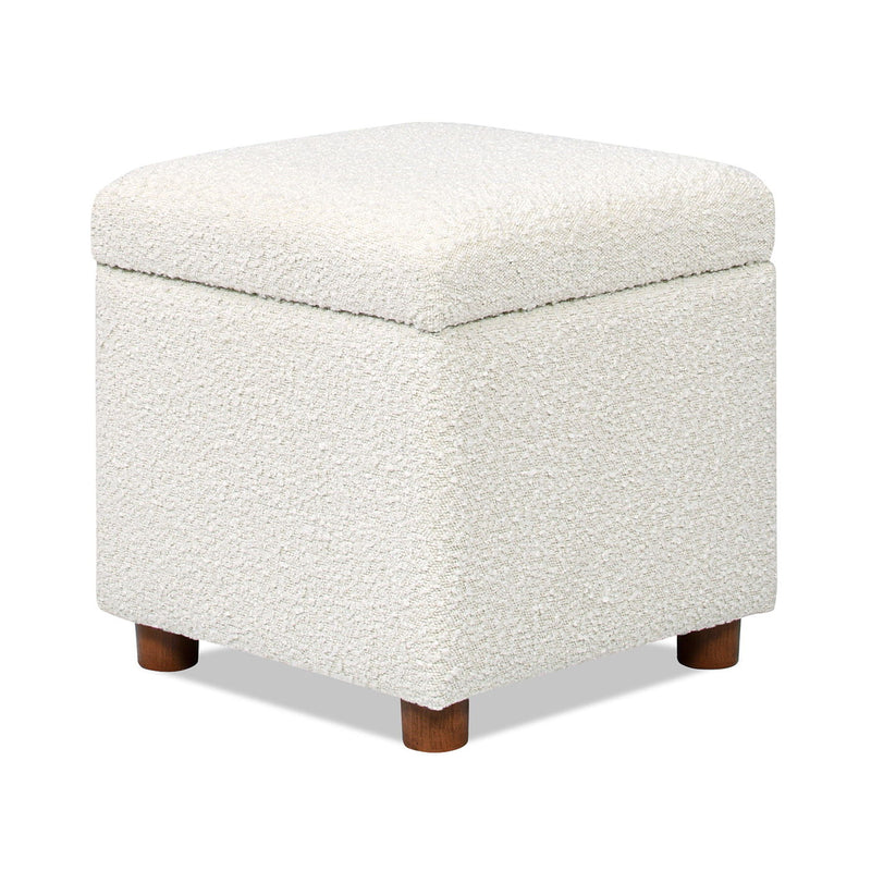 Upholstered Storage Ottoman - Ivory White