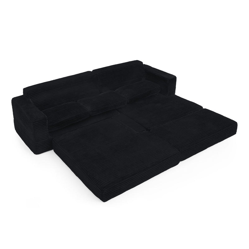 Modern Minimalist L Shape Modular Sectional Sofa, Corduroy Couch