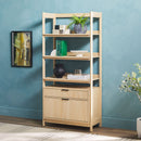 Transitional Wide Reeded Bookshelf With Drawers On Bottom
