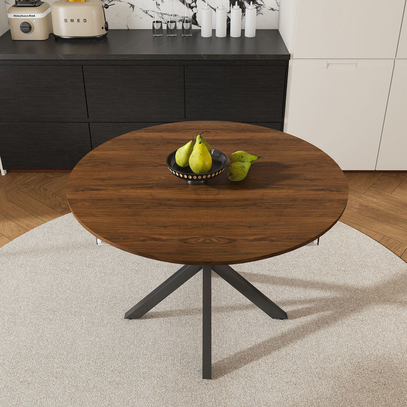 Retractable Dining Table, Round Extendable 6 Person Table - Walnut