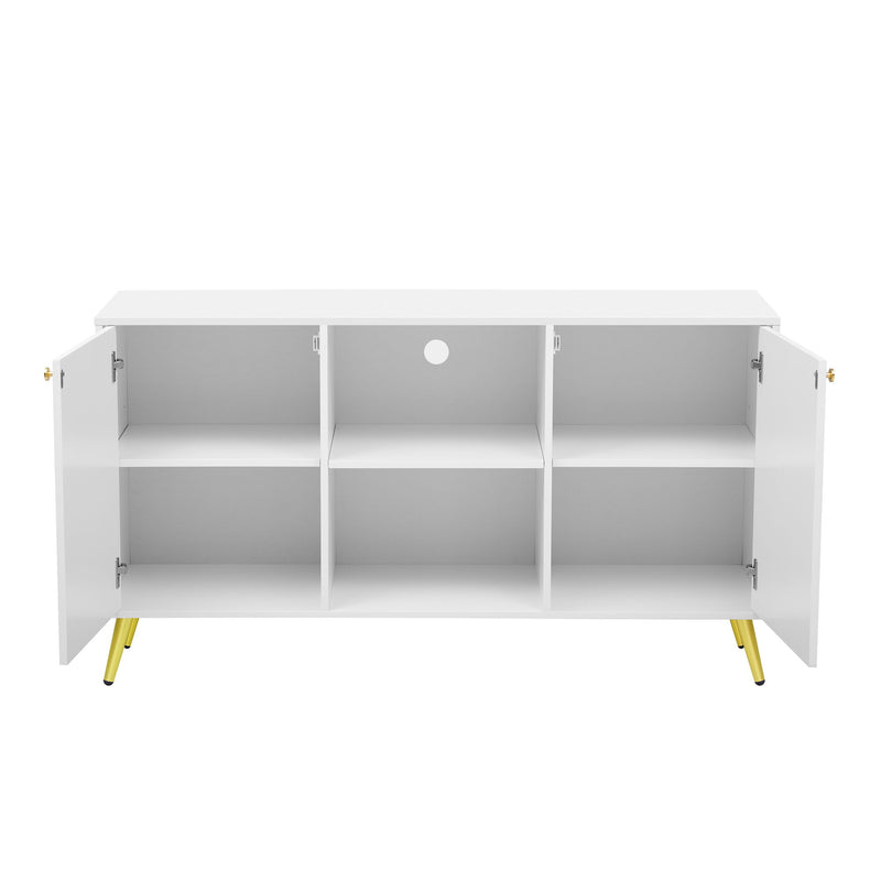 Modern TV Stand With Adjustable Shelf, Handles And Anti-Tip Device