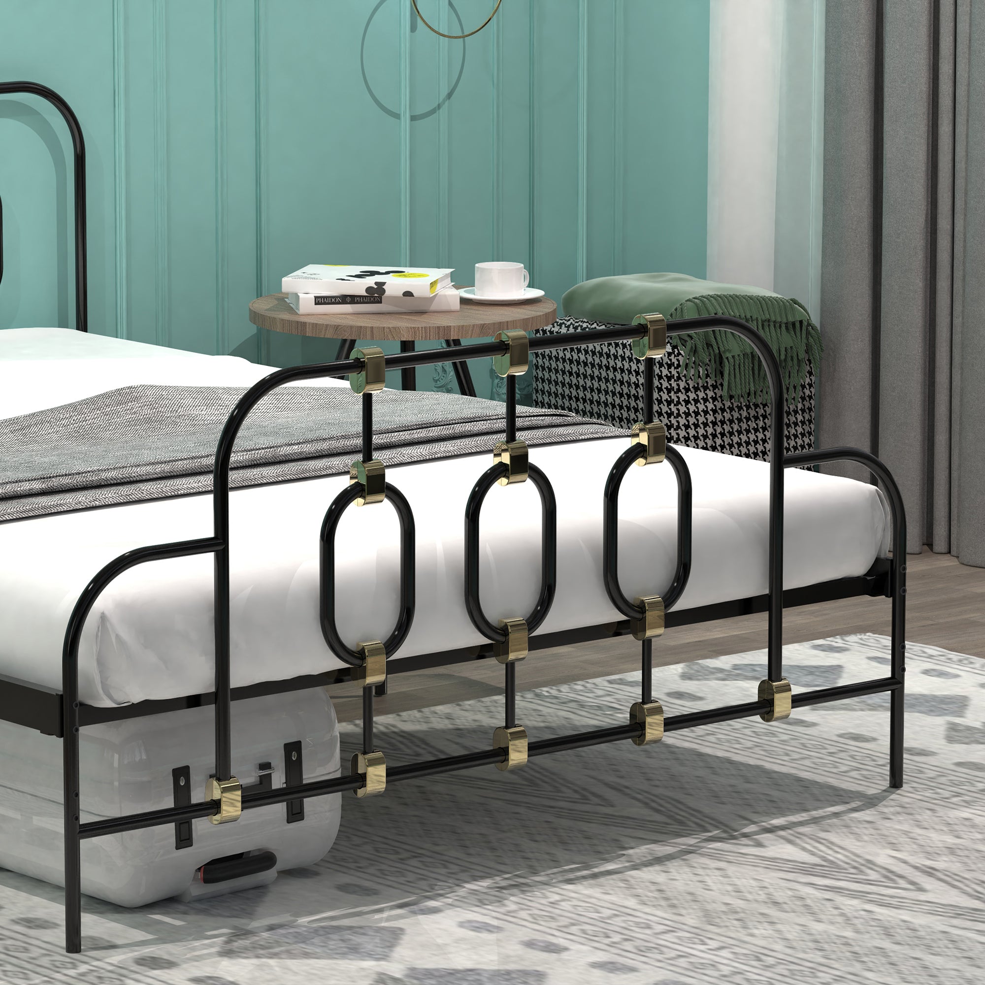 Ola Metal Bed, Black with Gold Detail, Full - Atlantic Fine Furniture Melbourne FL