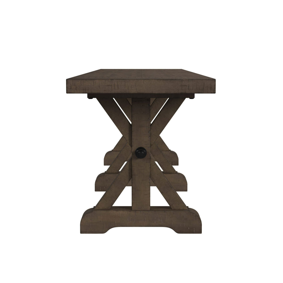 Yellowstone Dining Bench With Metal Bar Cross in Medium Brown by Elements International, view 3