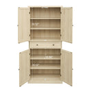 4 Door Storage Cabinet With 1 Drawer And 4 Adjustable Inner Shelves - Natural