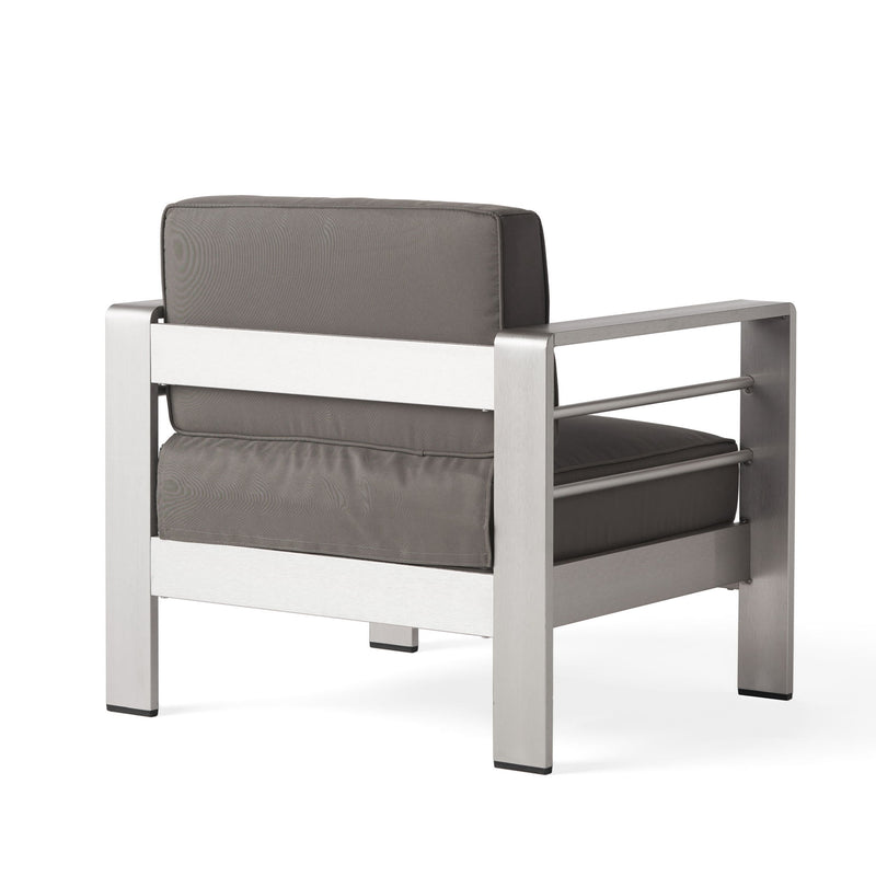 Outdoor Aluminum Club Chair With Cushion - Gray