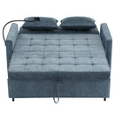 Pull-Out Sleeper Sofa With Reversible Backrest Cushion, Side Pockets, 2 USB Ports And A Phone Holder For Living Room