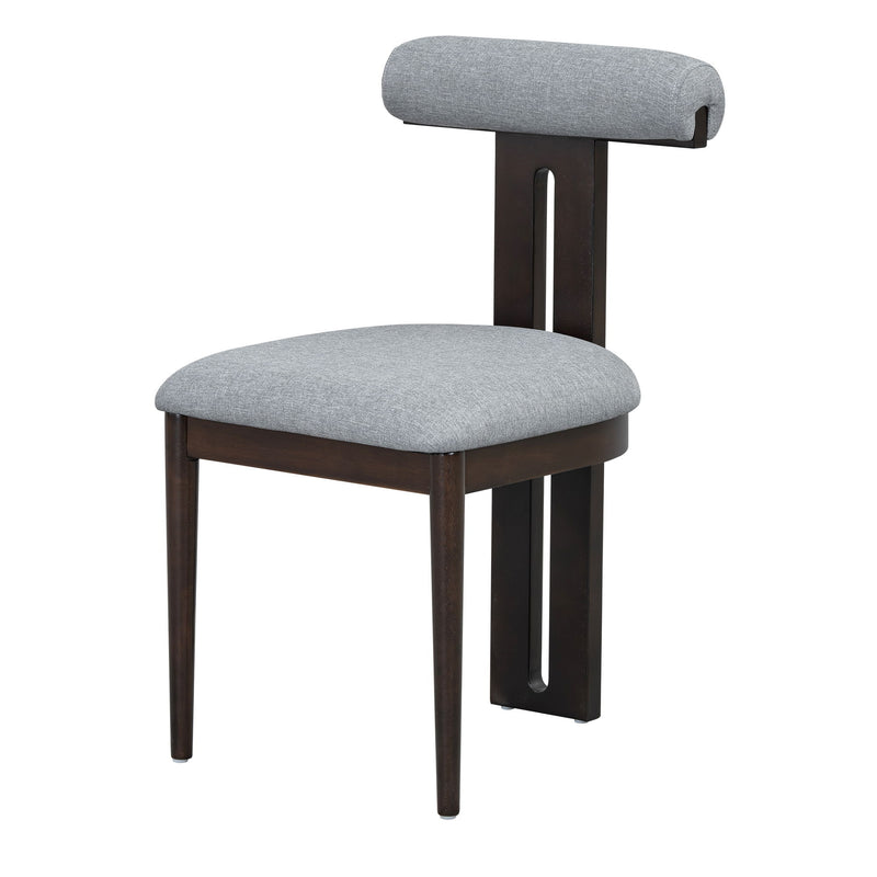 Mid-Century Modern Table Set For 6 Persons With 4 Chairs And Bench, Padded Seats And Backrest