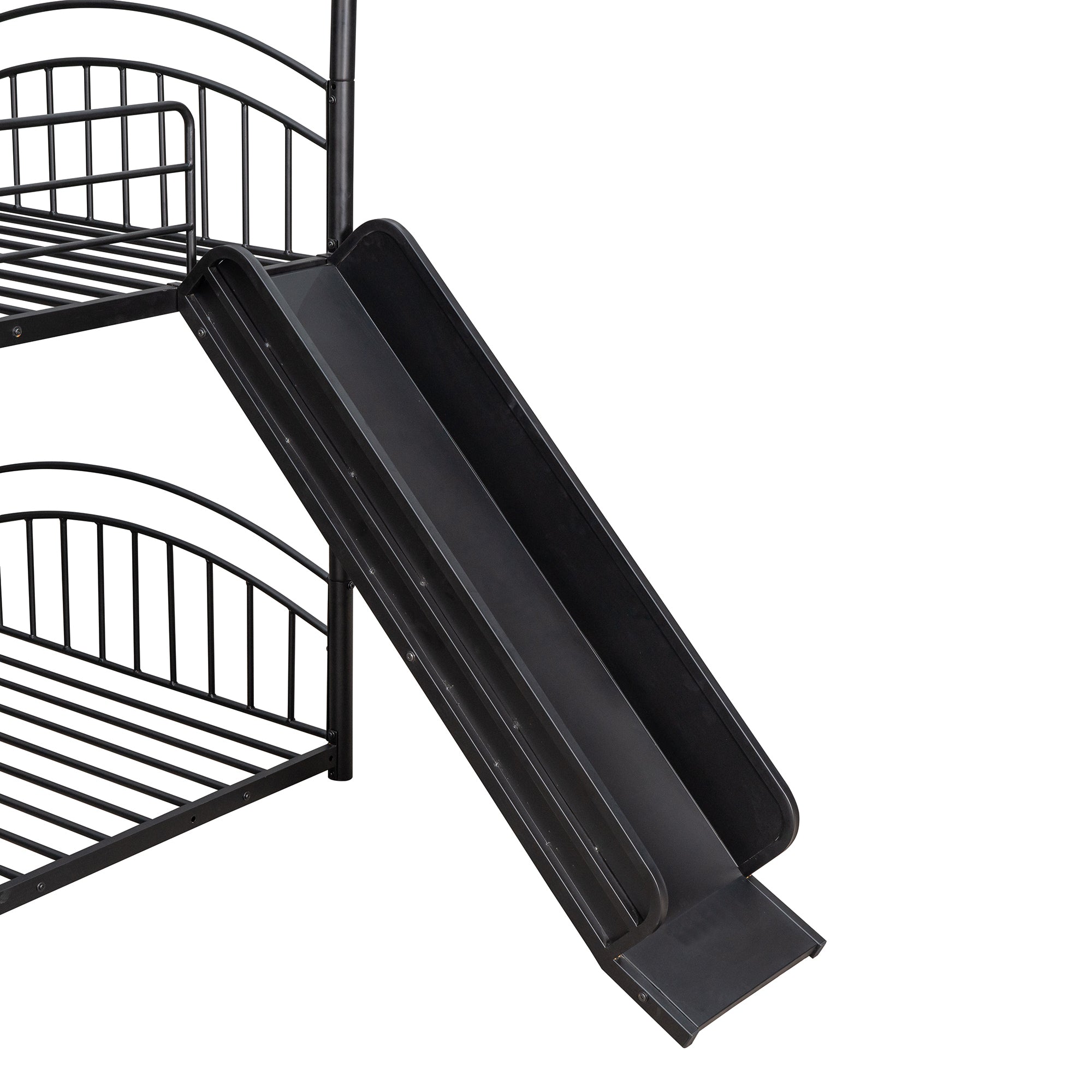 Twin Over Twin Metal Bunk Bed With Slide,Kids House Bed Black - Atlantic Fine Furniture Melbourne FL
