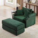 Single Sofa Couch With Storage Space, Movable Ottoman, USB Ports, Cup Holders, Phone Holder